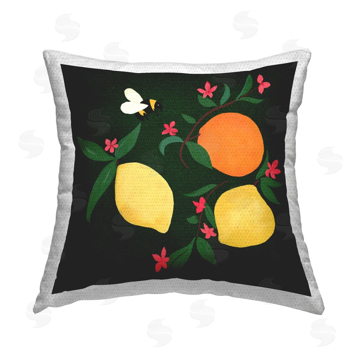 Michelle Ingari Designs Citrus & Bumble Bee Outdoor Quick-Dry Polyester Printed Throw Pillow