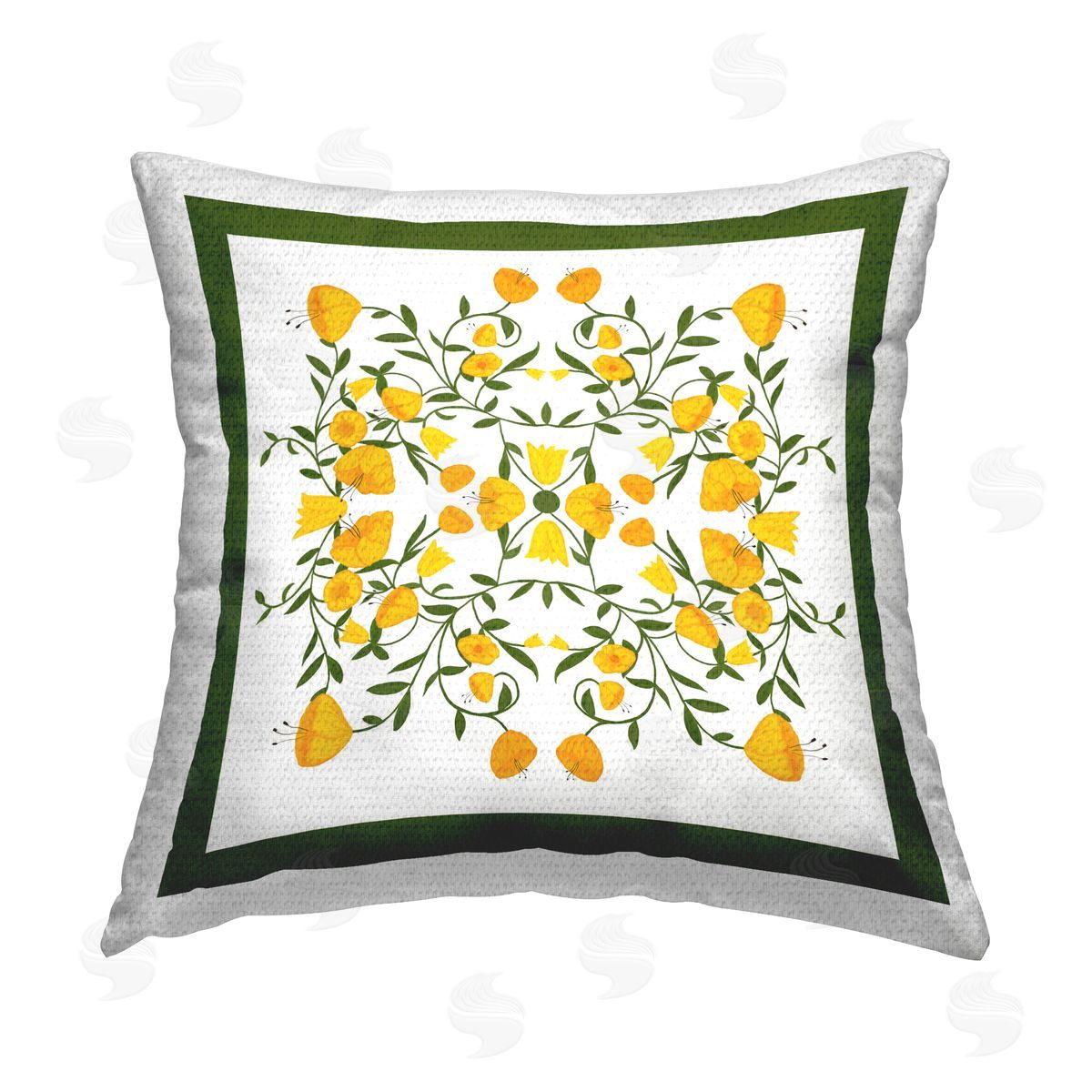 Michelle Ingari Designs Golden Blooms Symmetry Outdoor Quick-Dry Polyester Printed Throw Pillow