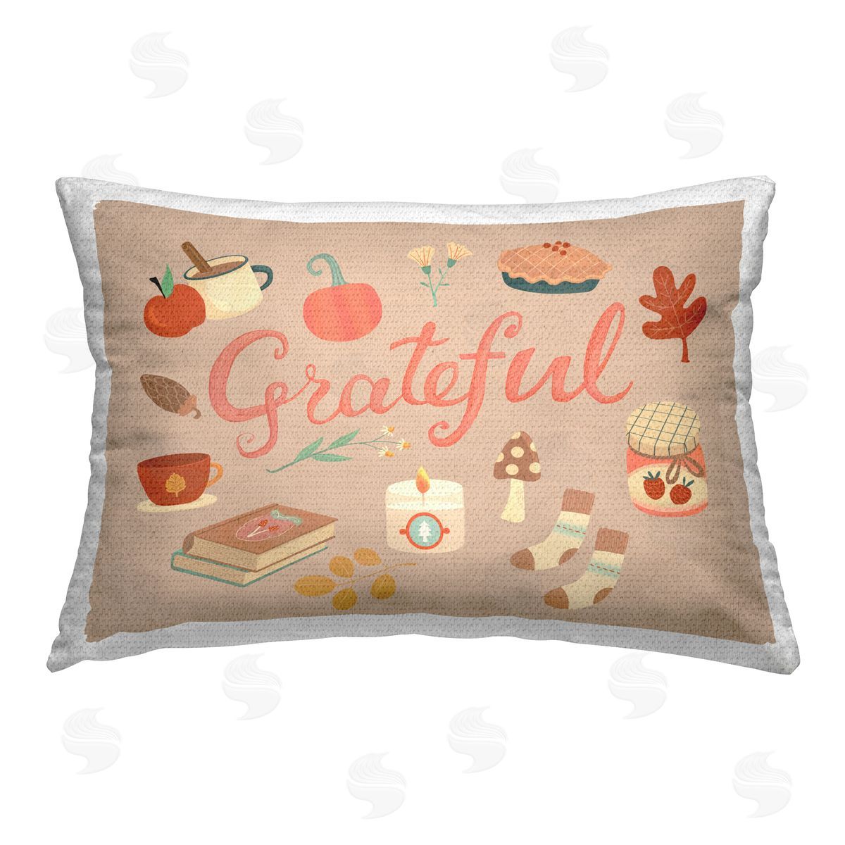 Laura Watson Grateful Cozy Fall Essentials Outdoor Quick-Dry Polyester Printed Throw Pillow