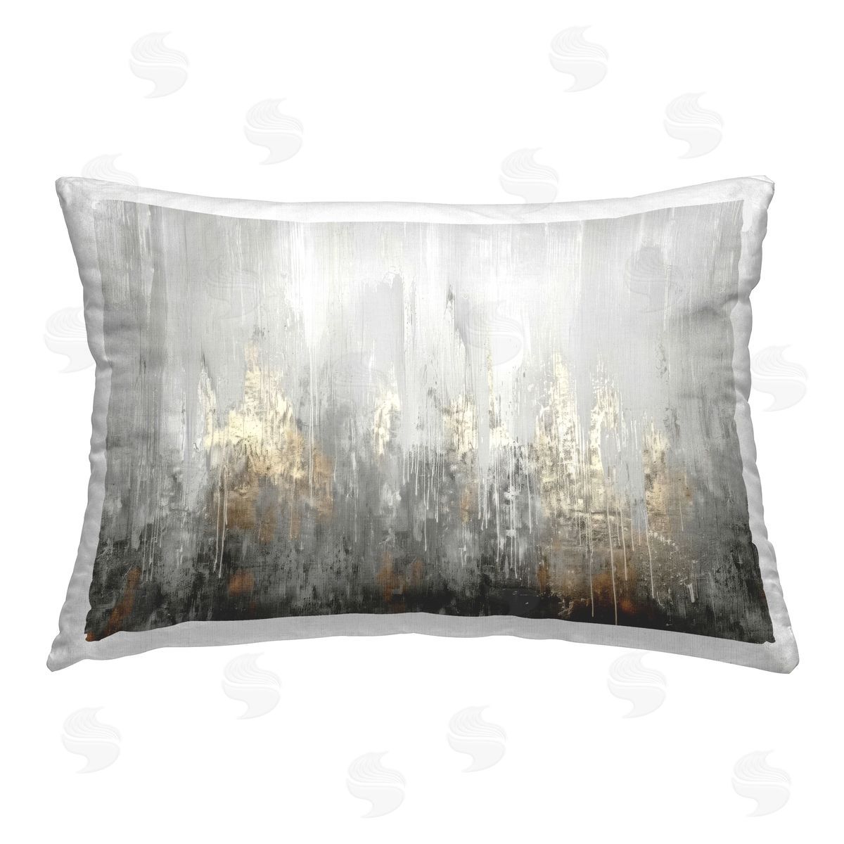 LSR Design Studio Grey Silver Abstract Drip Printed Plush Polyester Throw Pillow
