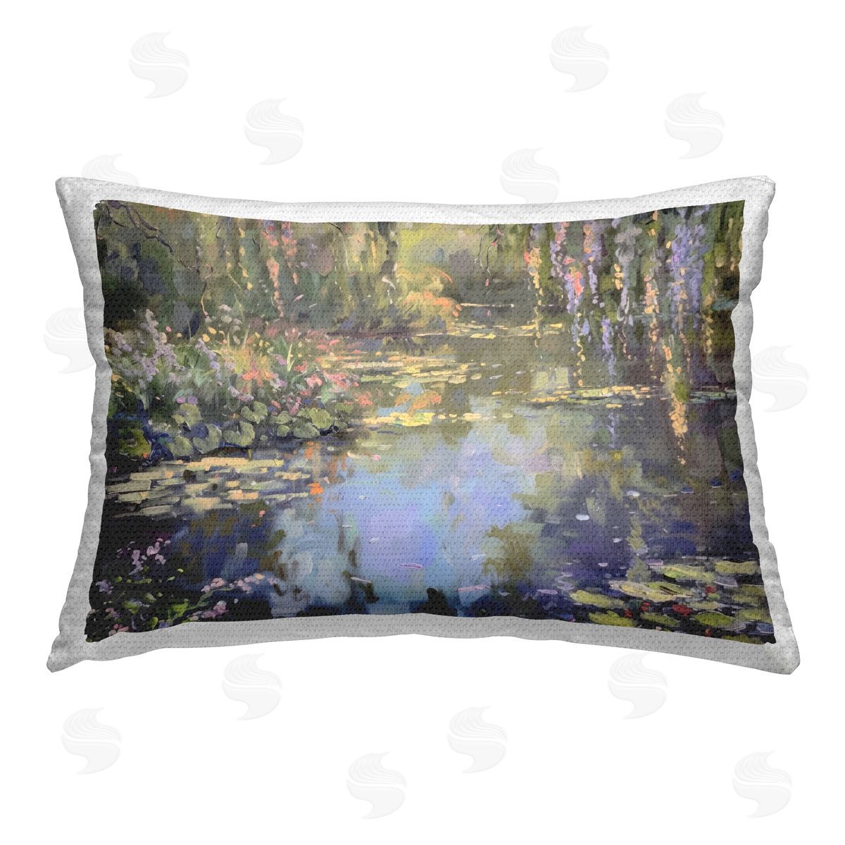 LSR Design Studio Morning on Lily Pond Outdoor Quick-Dry Polyester Printed Throw Pillow