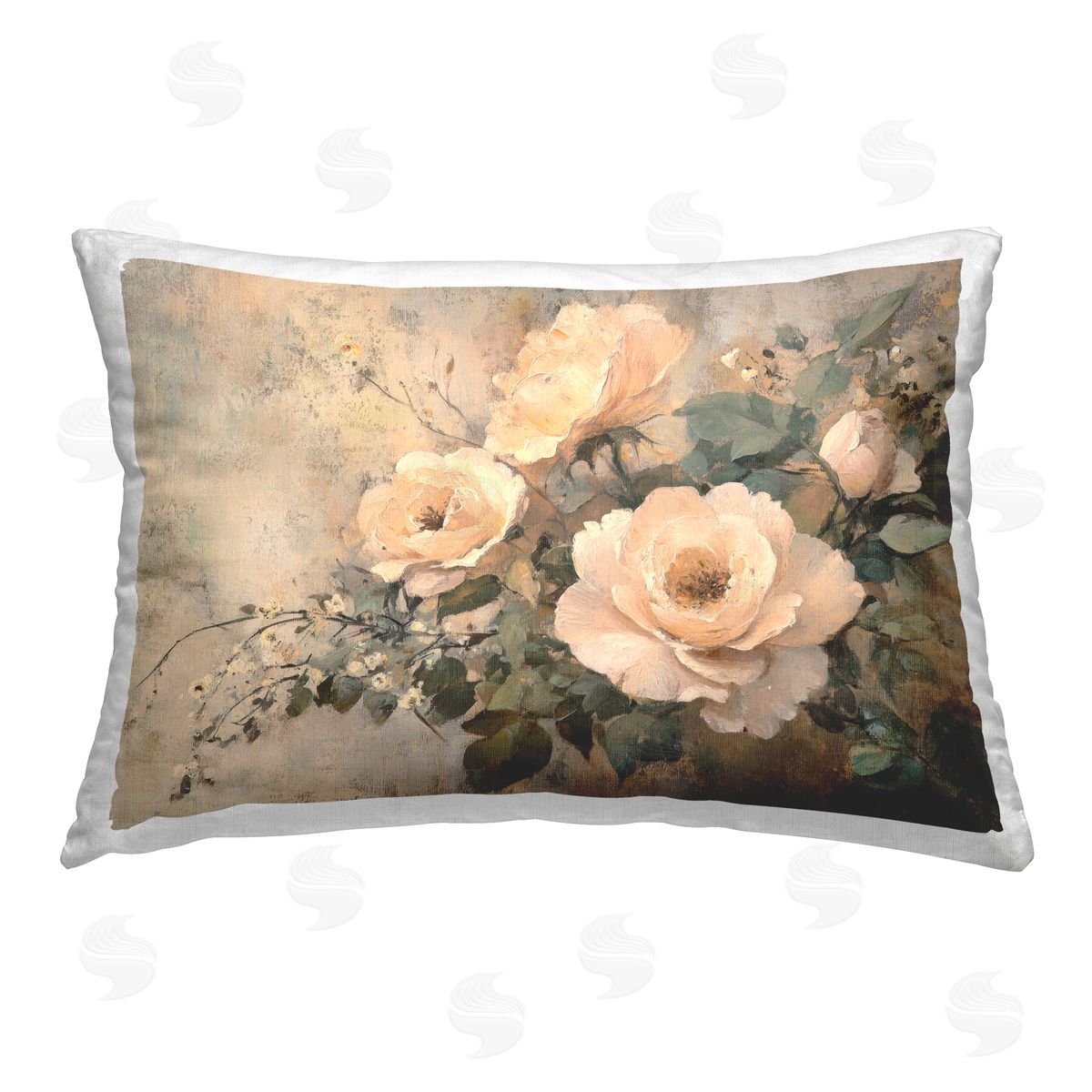 Petal Prints Design Blush Roses Blooming Printed Plush Polyester Throw Pillow