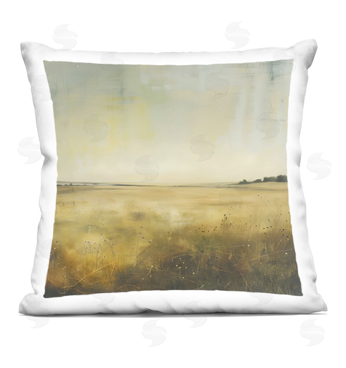 LSR Design Studio Farmhouse Field Abstraction Printed Plush Polyester Throw Pillow