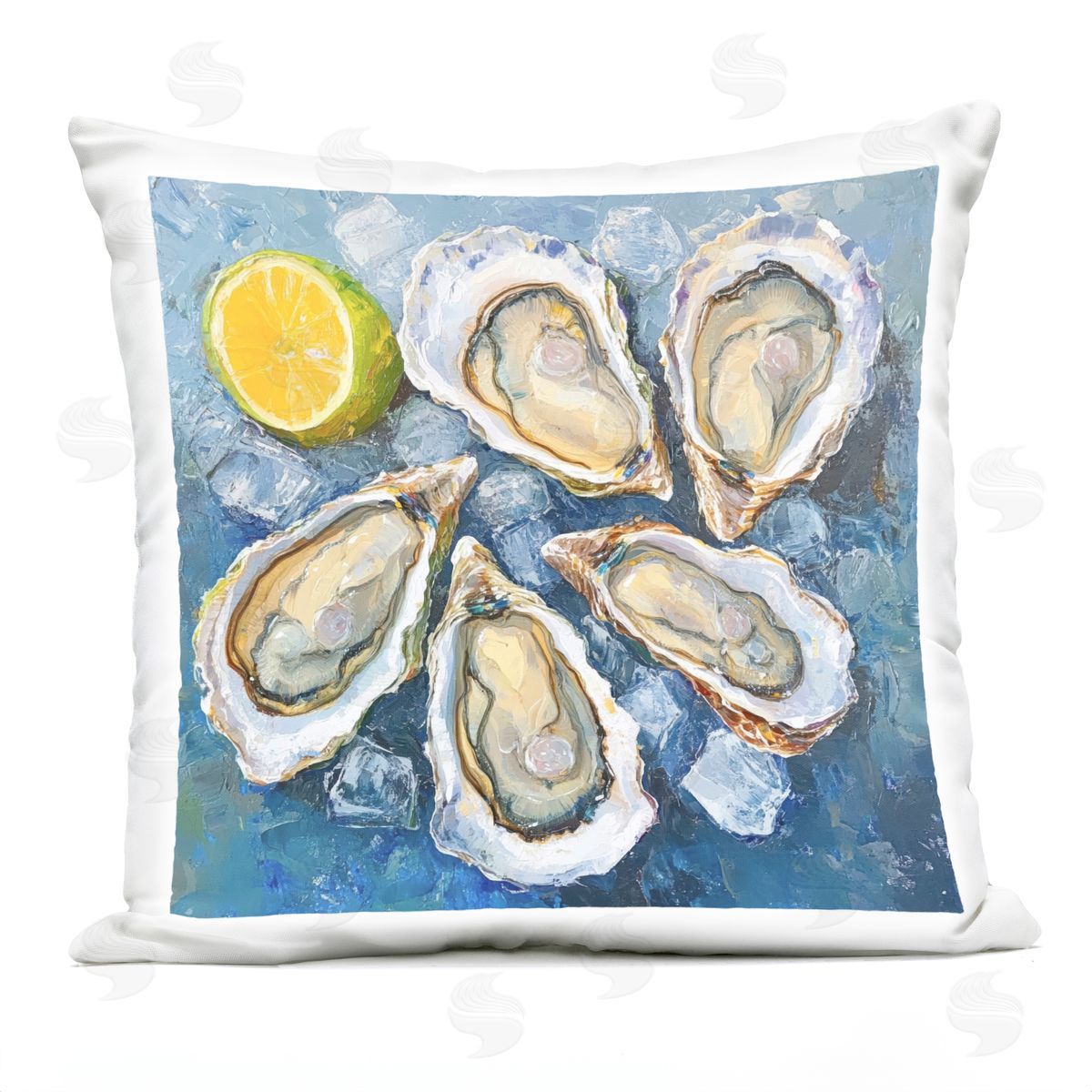 LSR Design Studio Lemon & Oysters Seafood Outdoor Quick-Dry Polyester Printed Throw Pillow