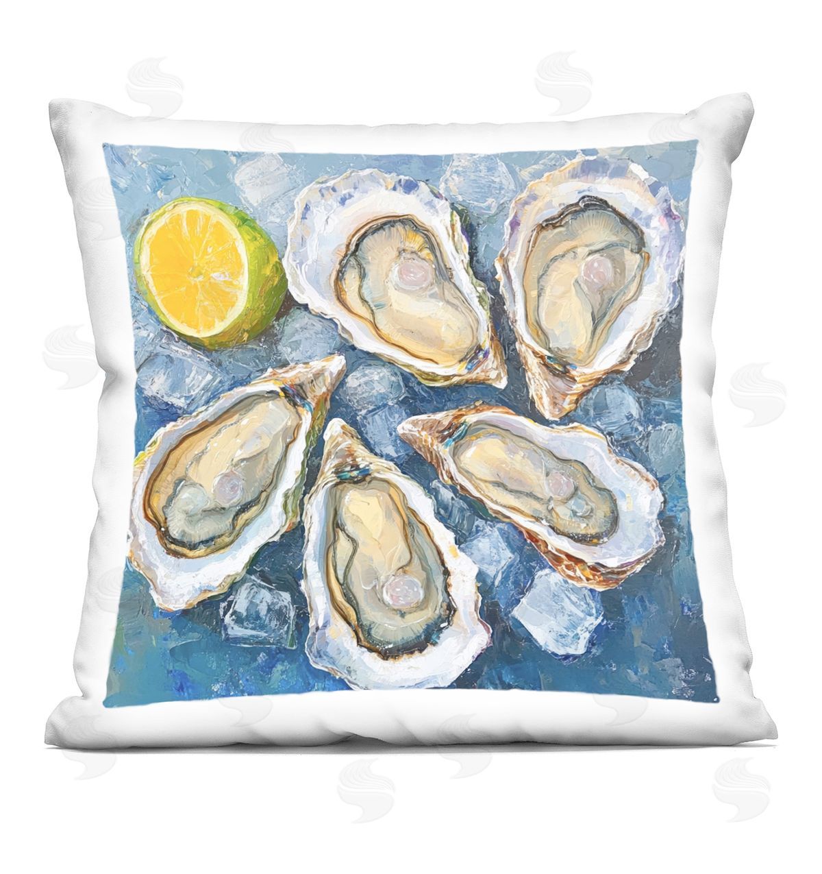 LSR Design Studio Lemon & Oysters Seafood Printed Plush Polyester Throw Pillow