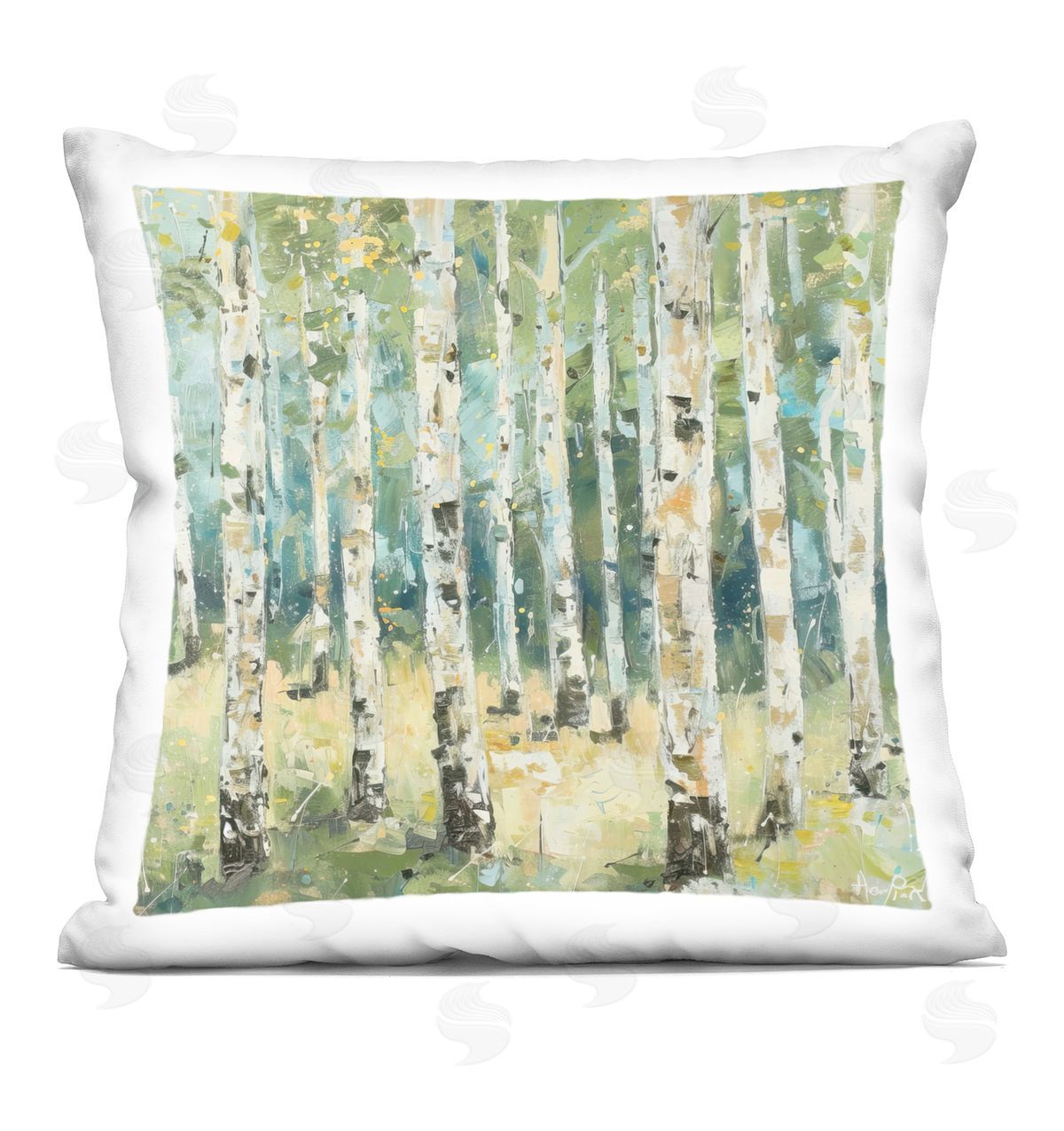 LSR Design Studio Natural Birch Grove Printed Plush Polyester Throw Pillow