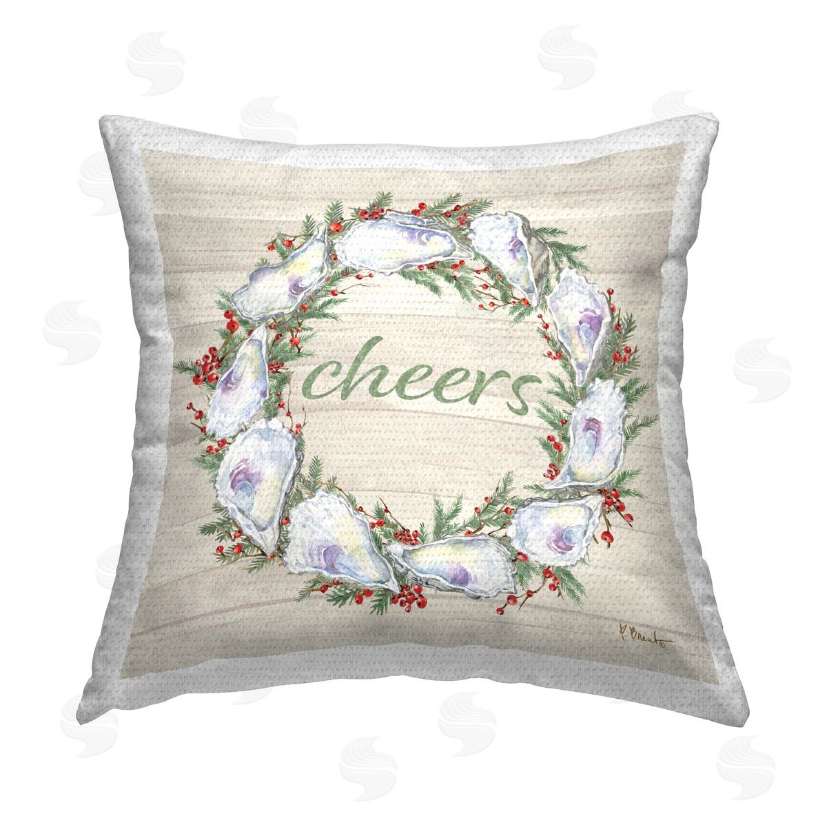 Paul Brent Shells & Holly Cheers Outdoor Quick-Dry Polyester Printed Throw Pillow