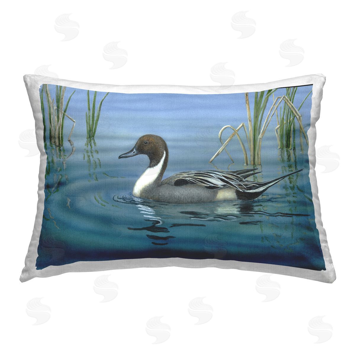 Valerie Rogers Pintail Loon in Pond Printed Plush Polyester Throw Pillow