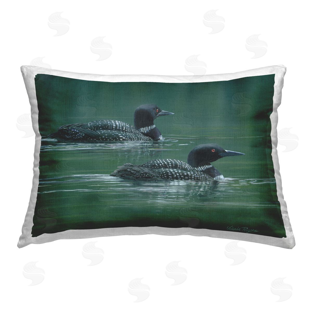 Valerie Rogers Peaceful Loon Duo Printed Plush Polyester Throw Pillow