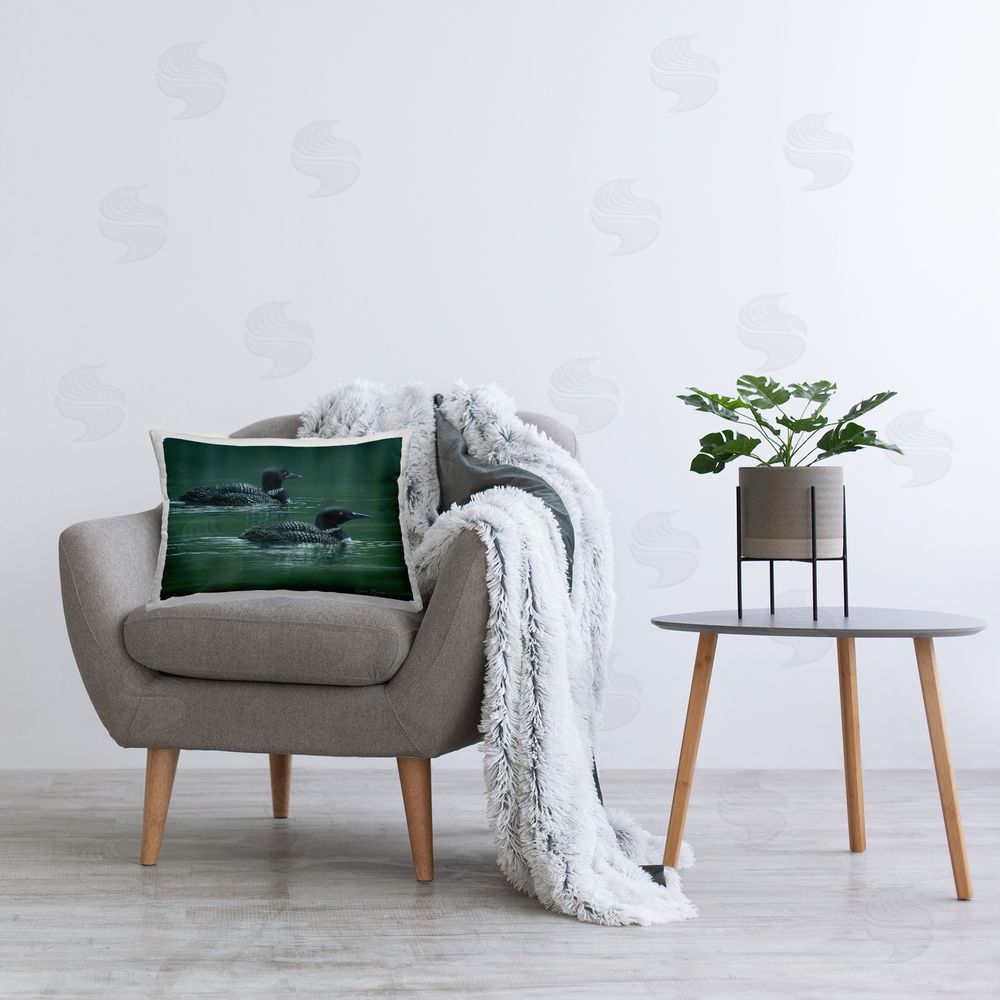 Valerie Rogers Peaceful Loon Duo Printed Plush Polyester Throw Pillow On Chair