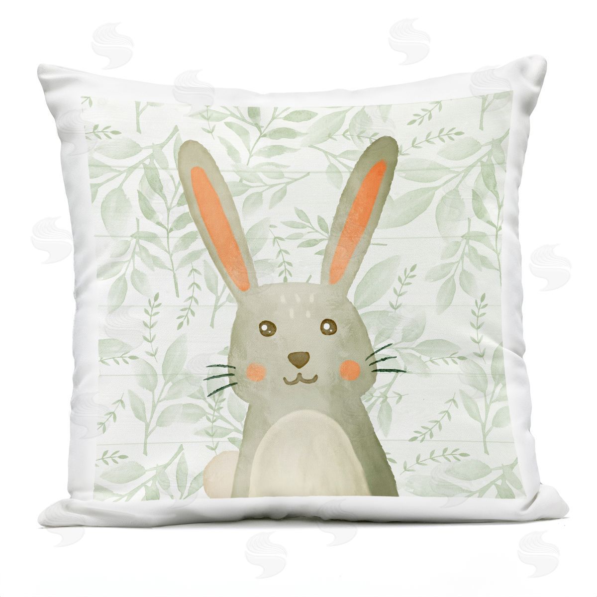 Kim Allen Joyful Bunny on Botanicals Outdoor Quick-Dry Polyester Printed Throw Pillow