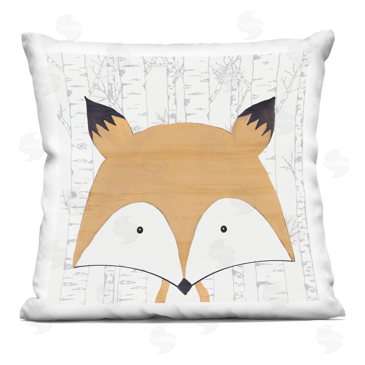 Kim Allen Whimsical Fox on Birch Printed Plush Polyester Throw Pillow