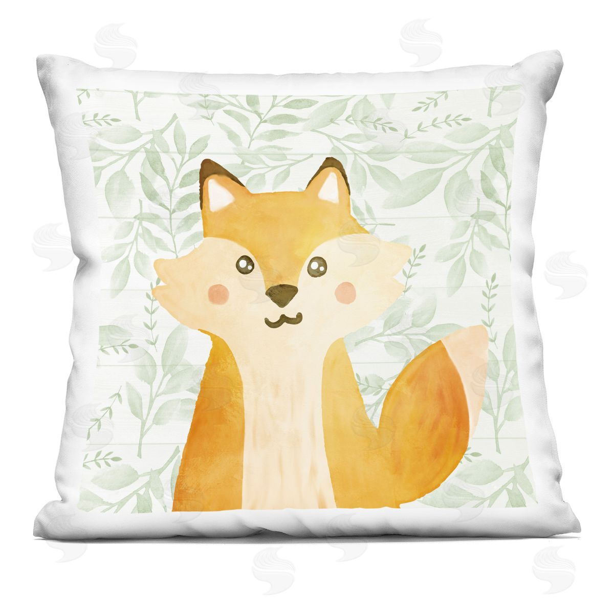 Kim Allen Joyful Fox on Botanicals Printed Plush Polyester Throw Pillow