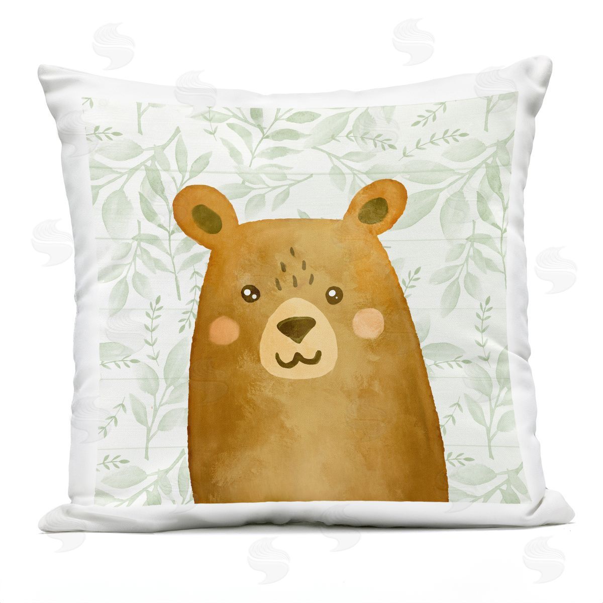 Kim Allen Joyful Bear on Botanicals Outdoor Quick-Dry Polyester Printed Throw Pillow