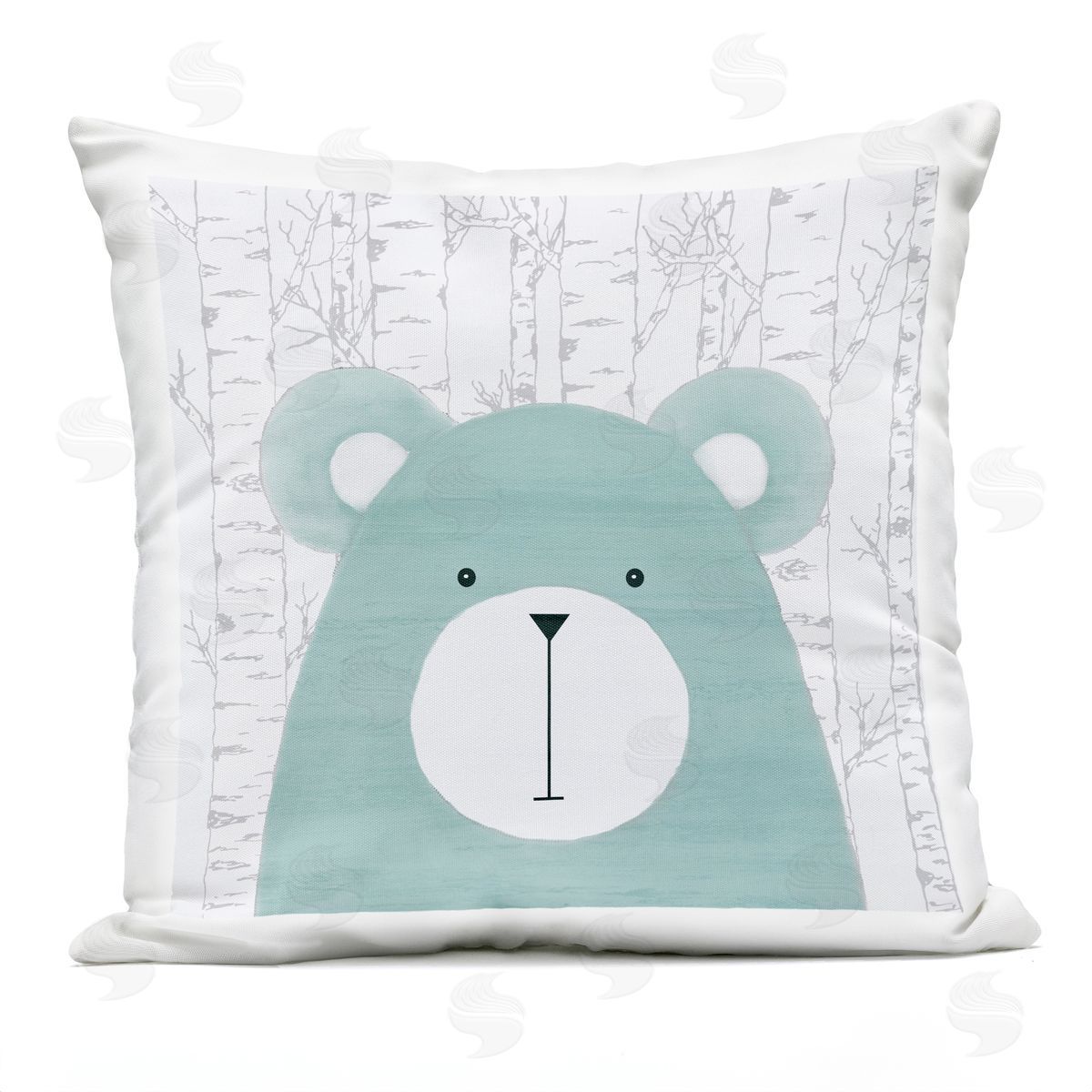 Kim Allen Woodland Bear on Birch Outdoor Quick-Dry Polyester Printed Throw Pillow
