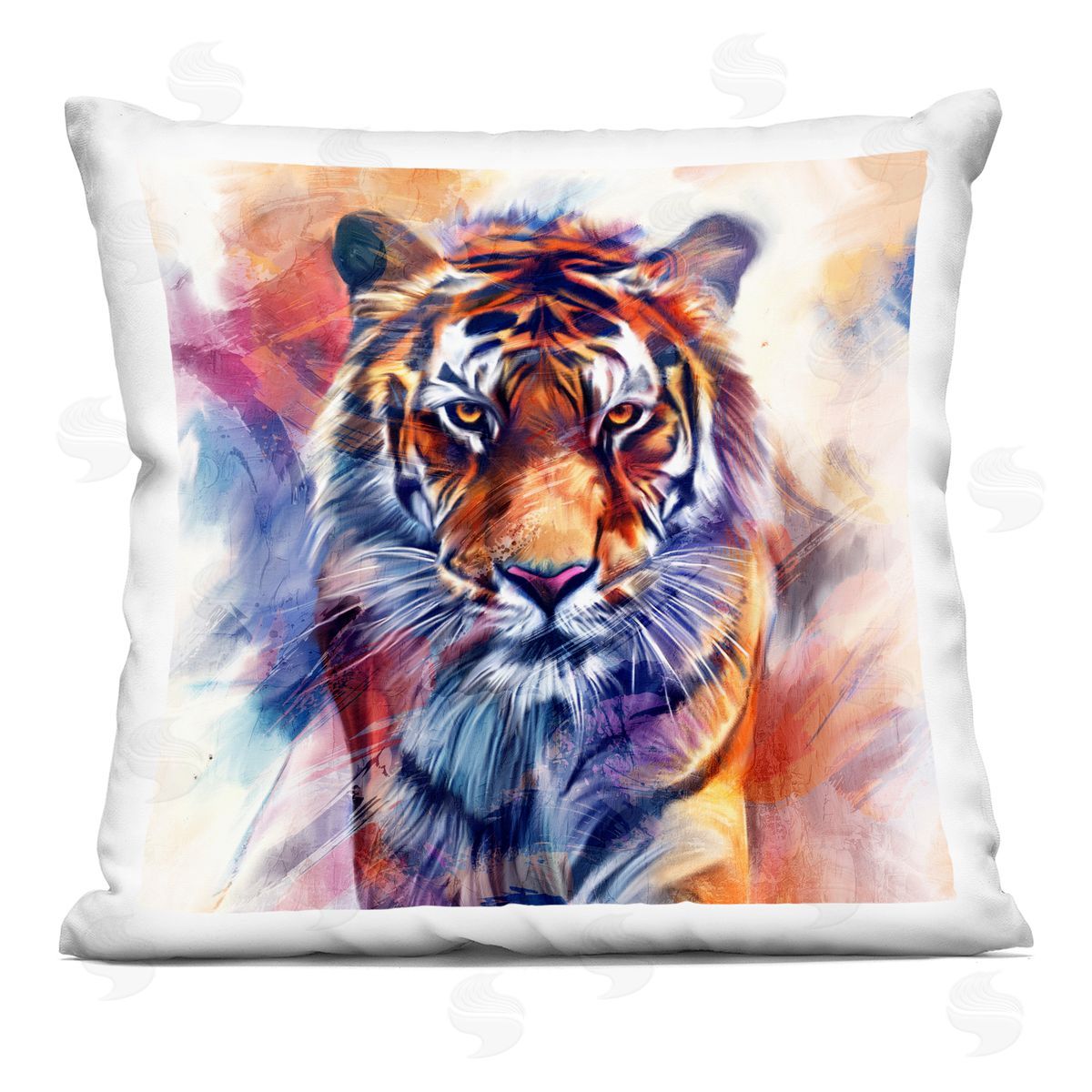 Kim Allen Fierce Vibrant Tiger Printed Plush Polyester Throw Pillow