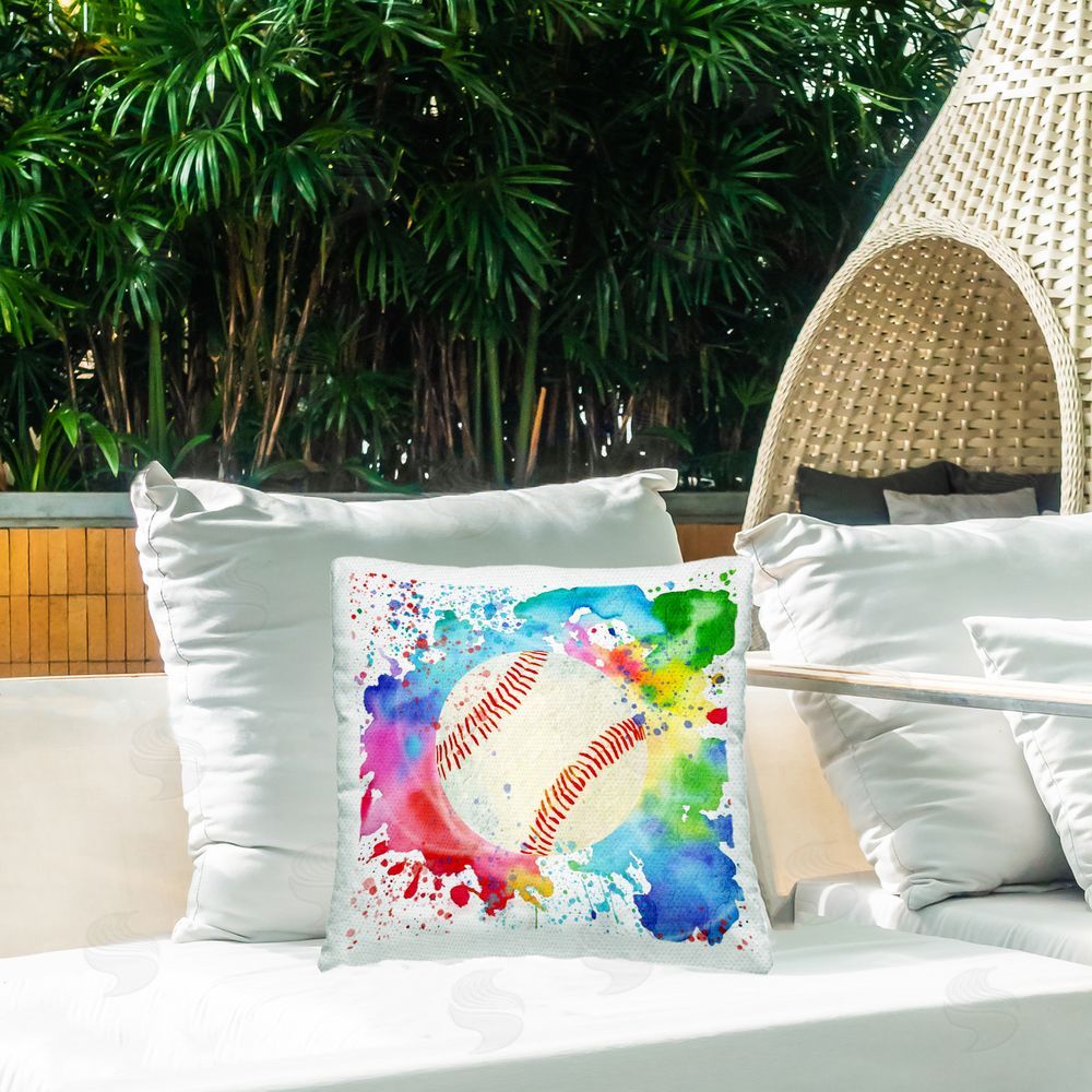 Kim Allen Soccer Sport Splash Outdoor Quick-Dry Polyester Printed Throw Pillow in Back Yard
