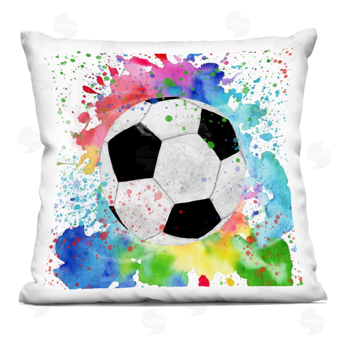 Kim Allen Modern Splash Soccer Ball Printed Plush Polyester Throw Pillow