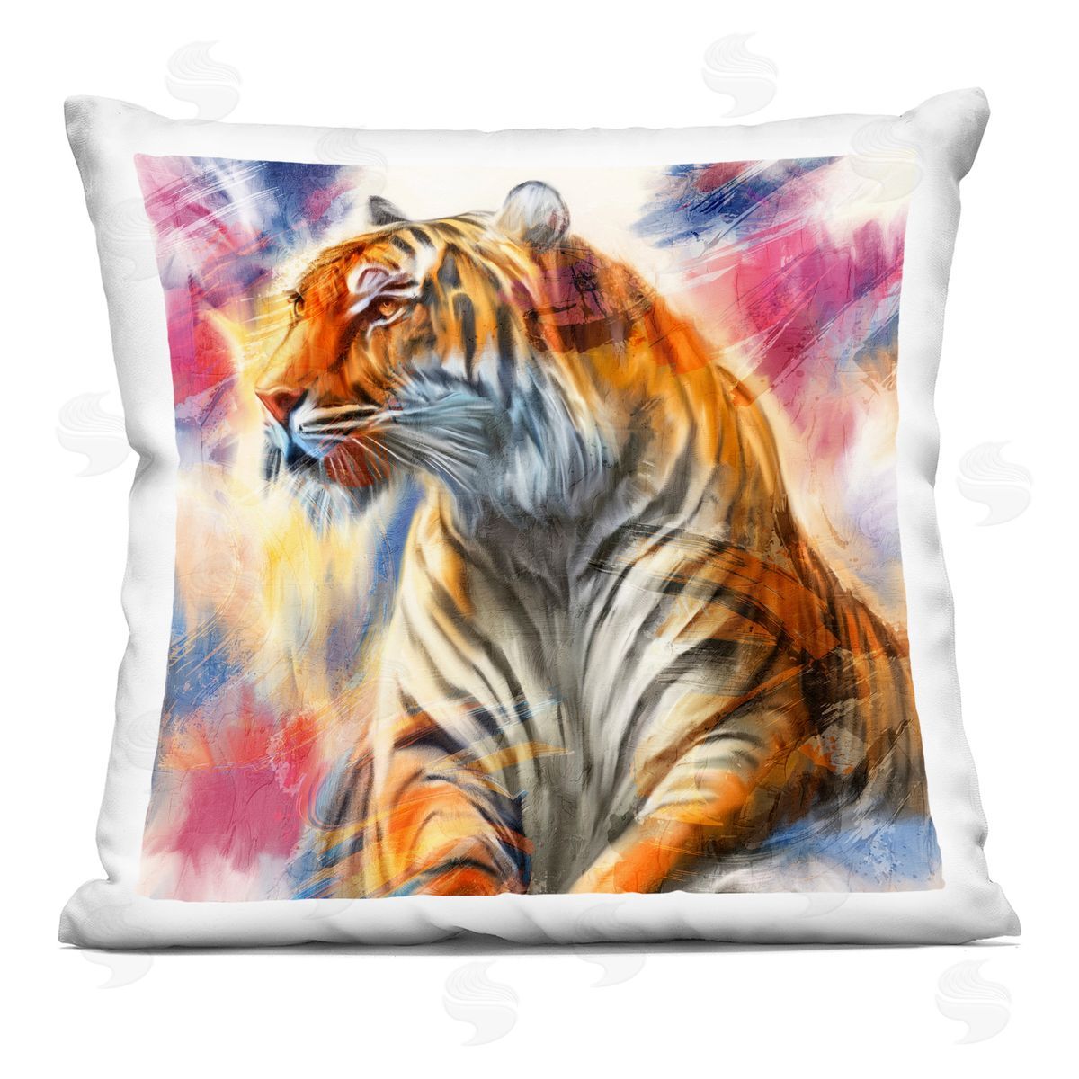 Kim Allen Fierce & Elegant Tiger Printed Plush Polyester Throw Pillow