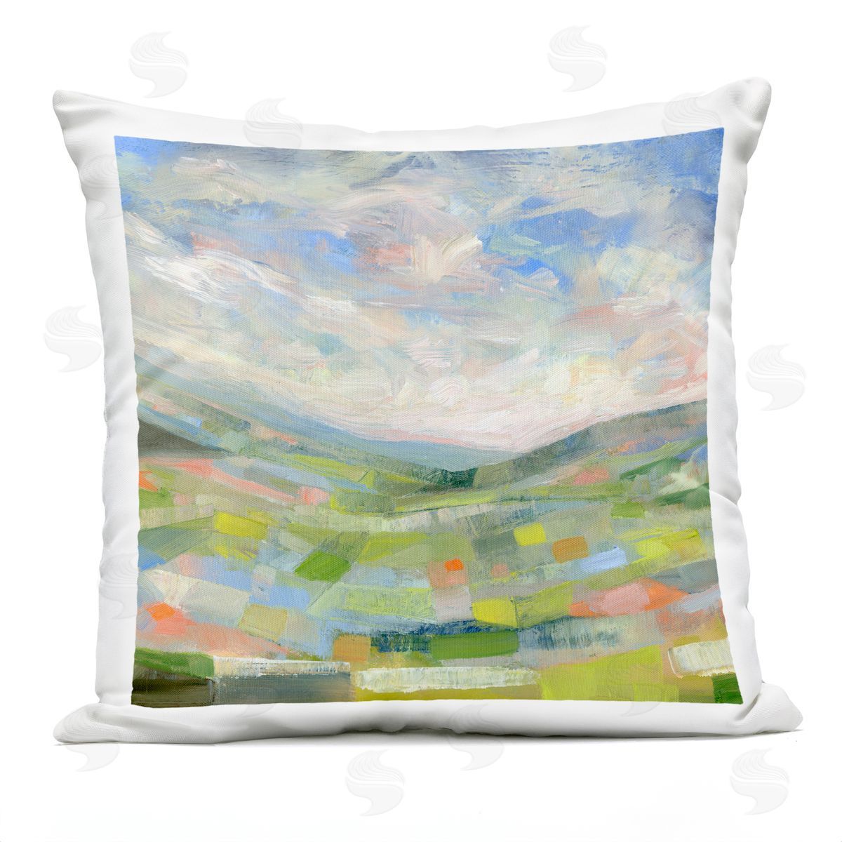 Ashley Davis Jolly Geometric Countryside Scene Outdoor Quick-Dry Polyester Printed Throw Pillow