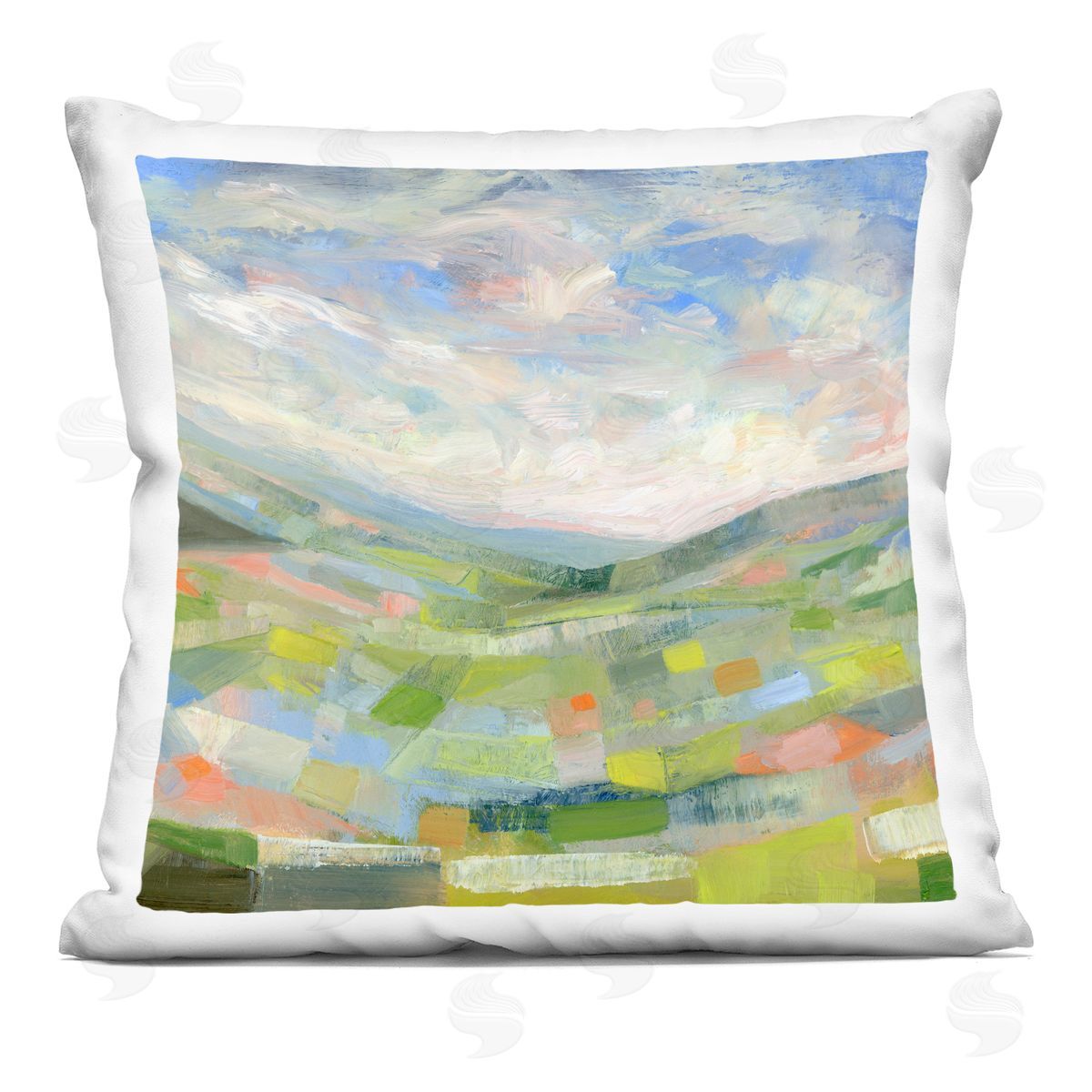 Ashley Davis Jolly Geometric Countryside Scene Printed Plush Polyester Throw Pillow