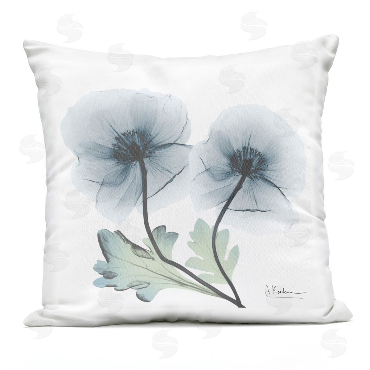 Albert Koetsier Sapphire Flower Duo Outdoor Quick-Dry Polyester Printed Throw Pillow