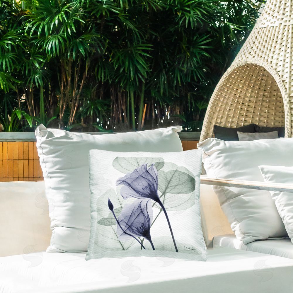 Albert Koetsier Transparent Tulips over Herbs Outdoor Quick-Dry Polyester Printed Throw Pillow in Back Yard