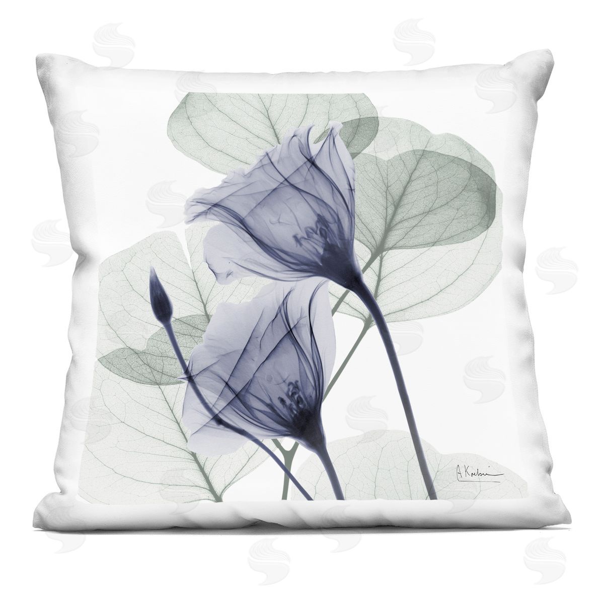 Albert Koetsier Transparent Tulips over Herbs Printed Plush Polyester Throw Pillow