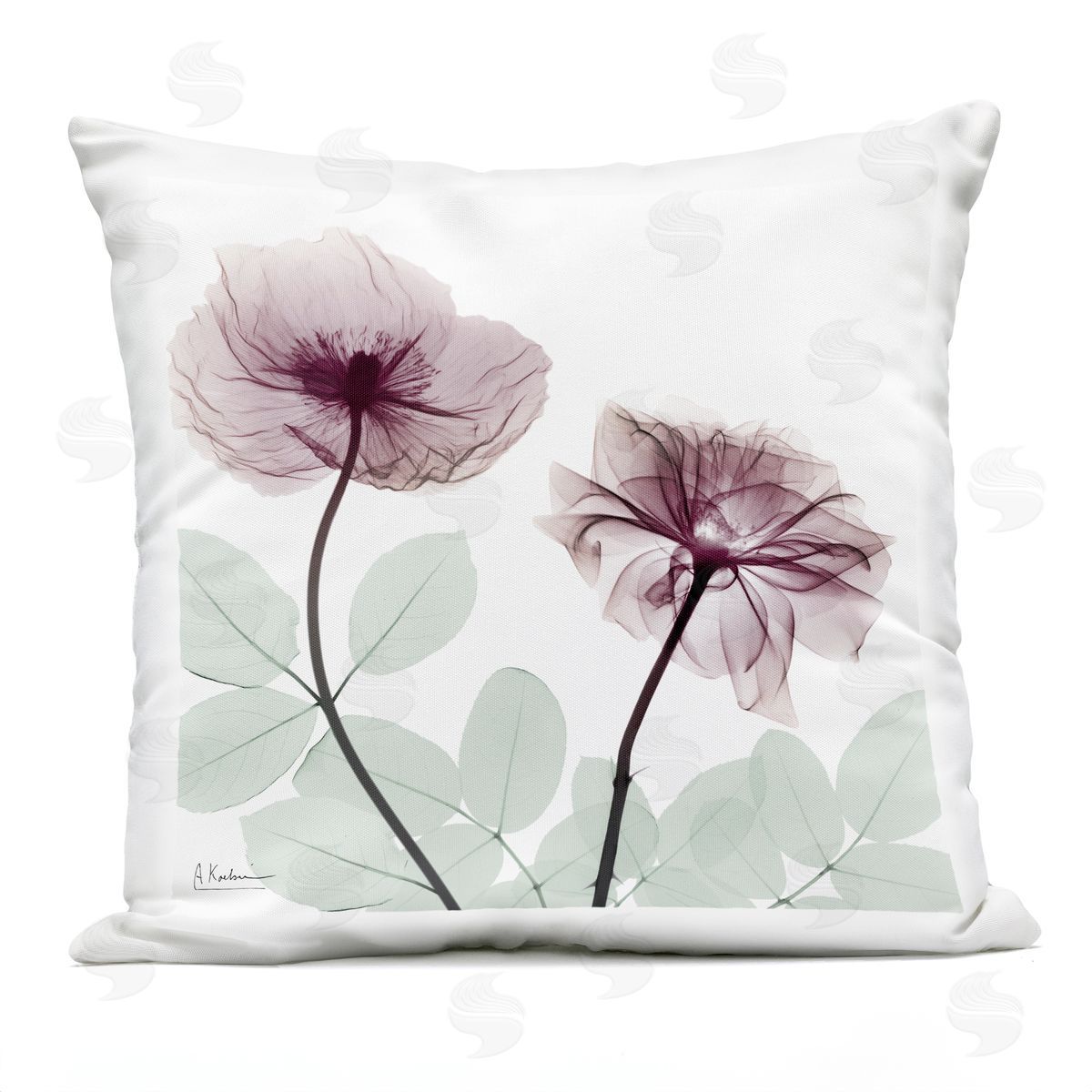 Albert Koetsier Mauve Blossoms Duo Outdoor Quick-Dry Polyester Printed Throw Pillow