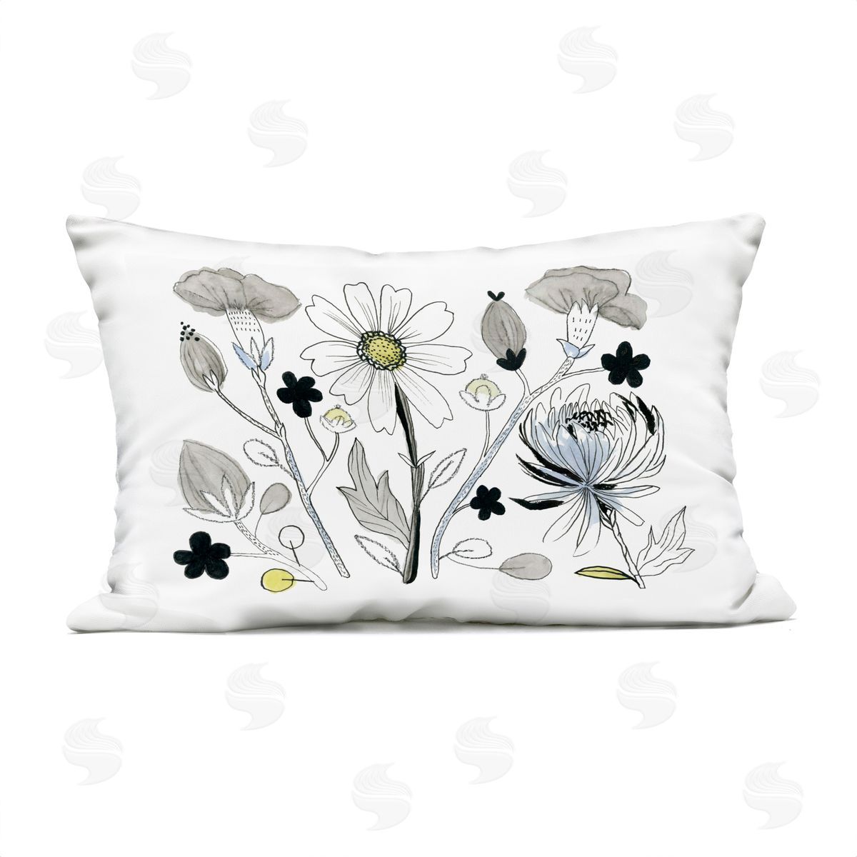 Ashley Davis Simple Drawn Nature Sprigs Outdoor Quick-Dry Polyester Printed Throw Pillow