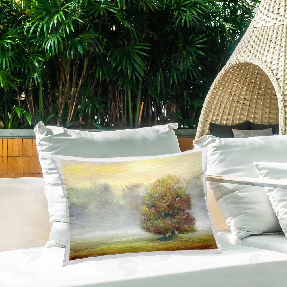 Ashley Davis Dry Brush Tree in Nature Outdoor Quick-Dry Polyester Printed Throw Pillow in Back Yard