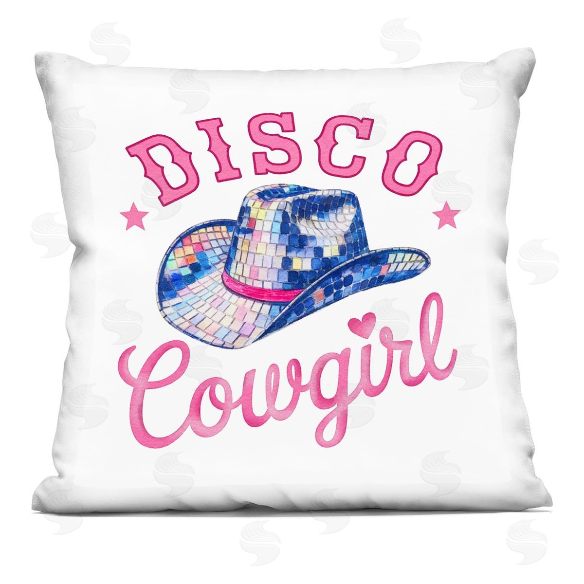 Amanda Greenwood Disco Cowgirl & Hat Printed Plush Polyester Throw Pillow