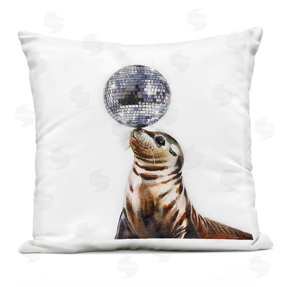 Amanda Greenwood Seal Balancing Disco Ball Outdoor Quick-Dry Polyester Printed Throw Pillow