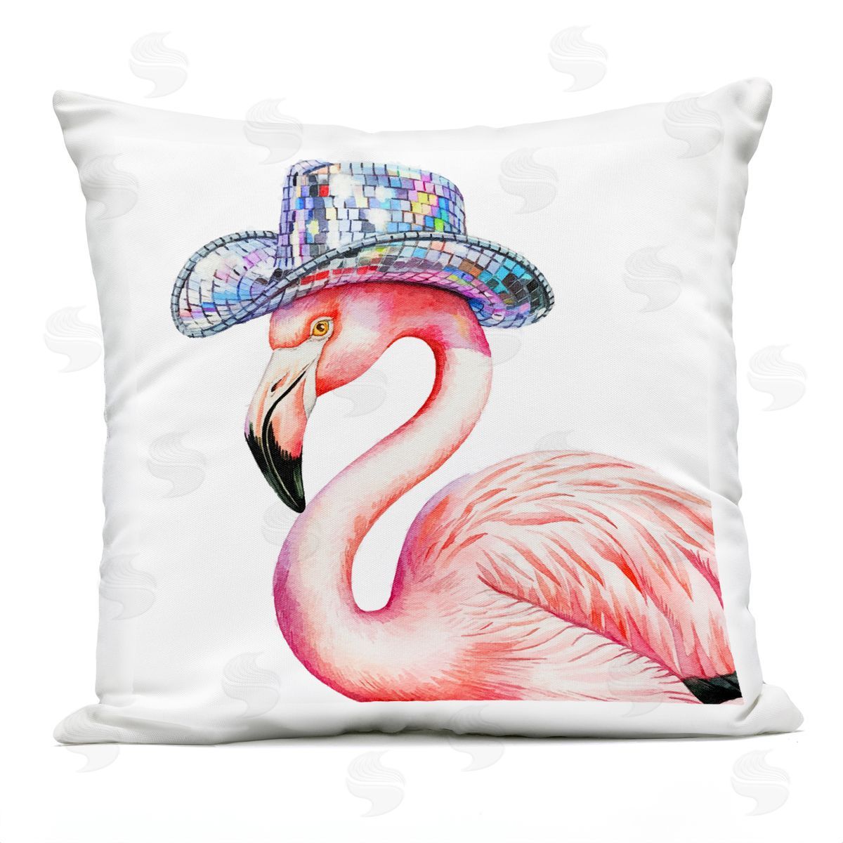 Amanda Greenwood Disco Hat on Flamingo Outdoor Quick-Dry Polyester Printed Throw Pillow