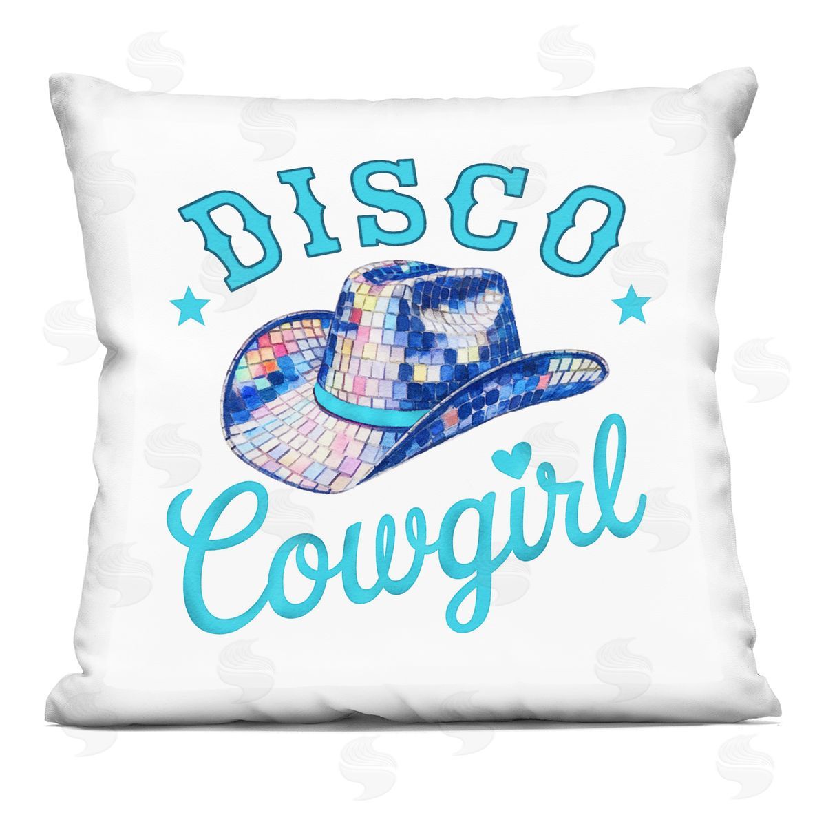 Amanda Greenwood Turquoise Disco Cowgirl Printed Plush Polyester Throw Pillow