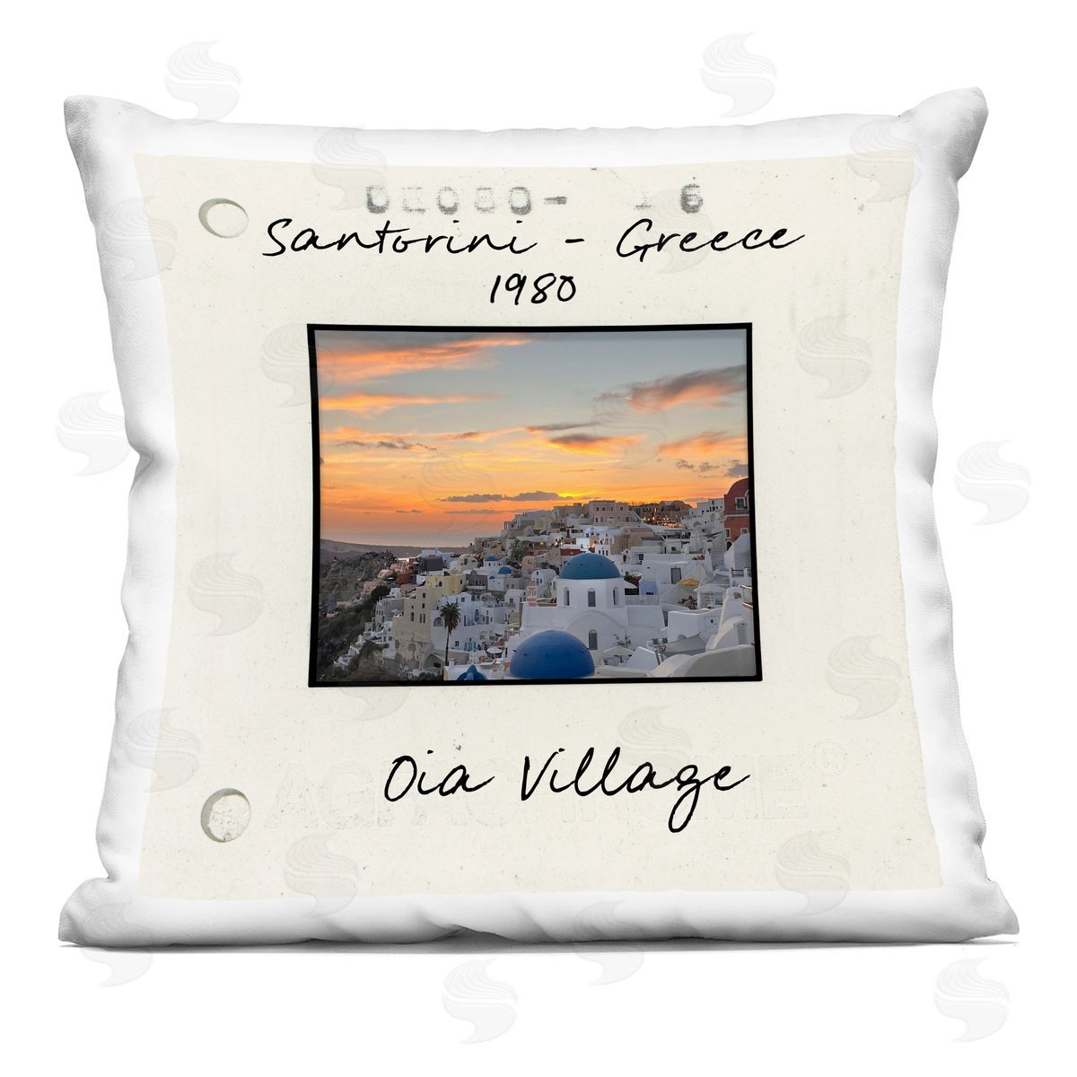 Val Rhodes Greece Travel City View Printed Plush Polyester Throw Pillow