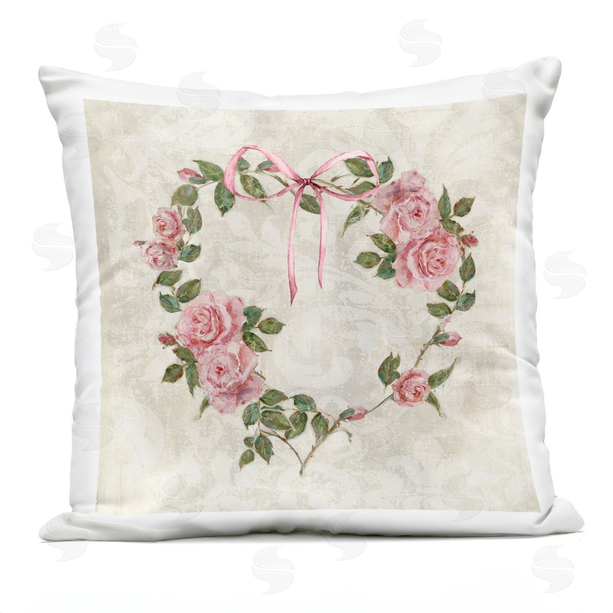 Sally Swatland Garden Heart Wreath Outdoor Quick-Dry Polyester Printed Throw Pillow