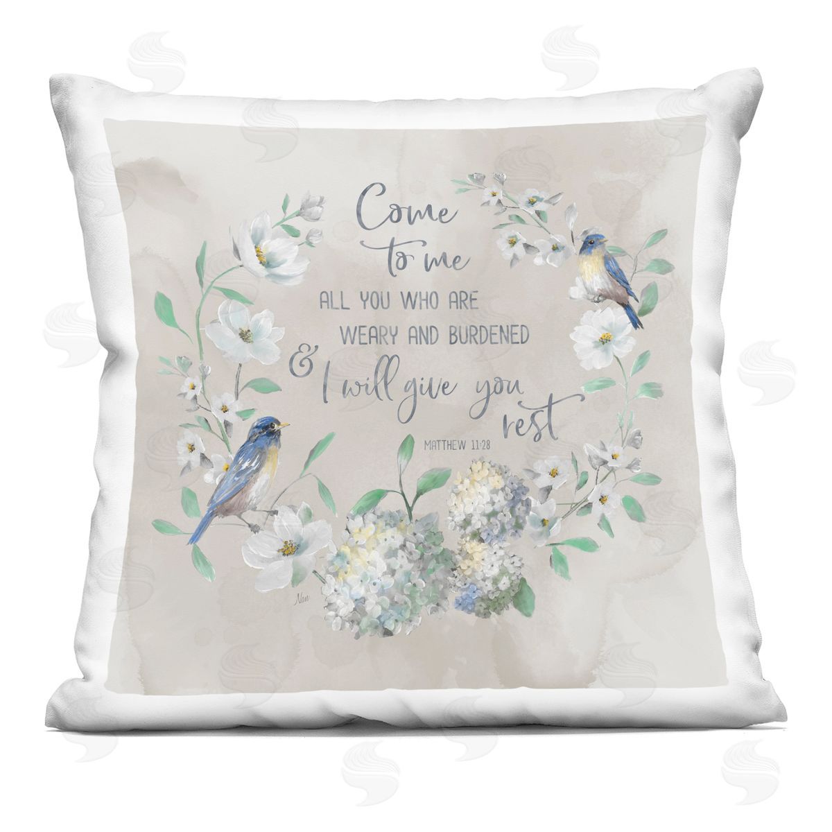 Nan Comforting Proverb & Wreath Printed Plush Polyester Throw Pillow