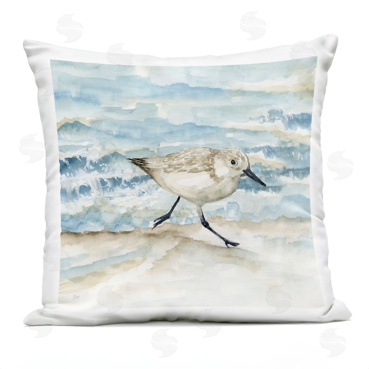 Nan Sandpiper Striding Shore Outdoor Quick-Dry Polyester Printed Throw Pillow