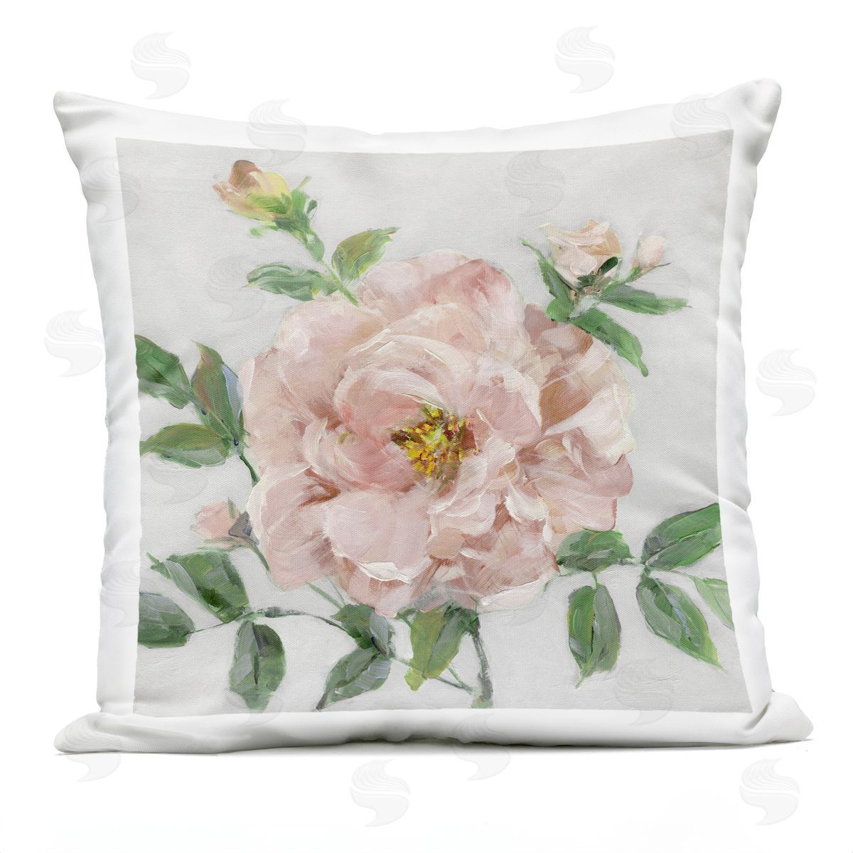 Sally Swatland Pink Carnation Blossom Outdoor Quick-Dry Polyester Printed Throw Pillow