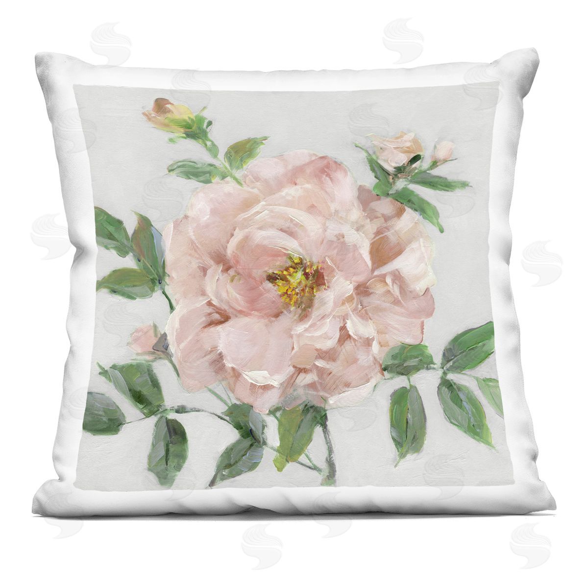 Sally Swatland Pink Carnation Blossom Printed Plush Polyester Throw Pillow
