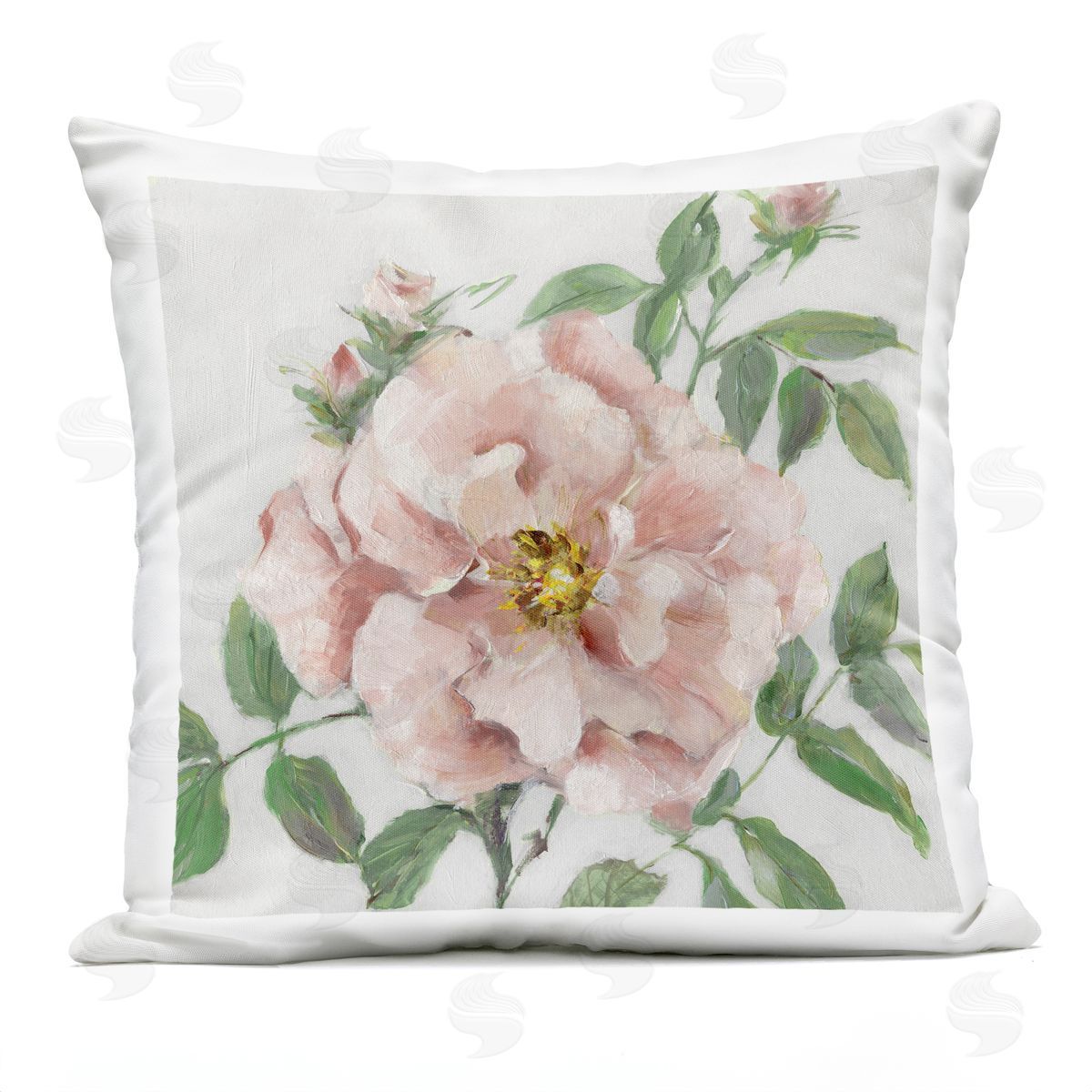 Sally Swatland Traditional Single Pink Blossom Outdoor Quick-Dry Polyester Printed Throw Pillow