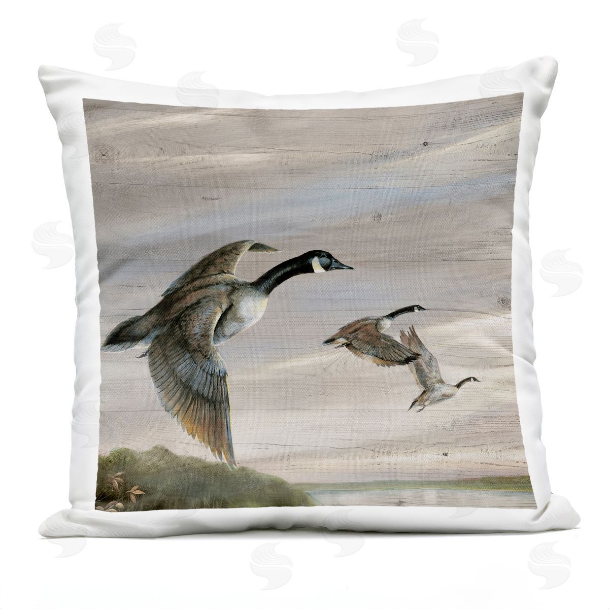Ruane Manning Flying Geese over Rustic Outdoor Quick-Dry Polyester Printed Throw Pillow