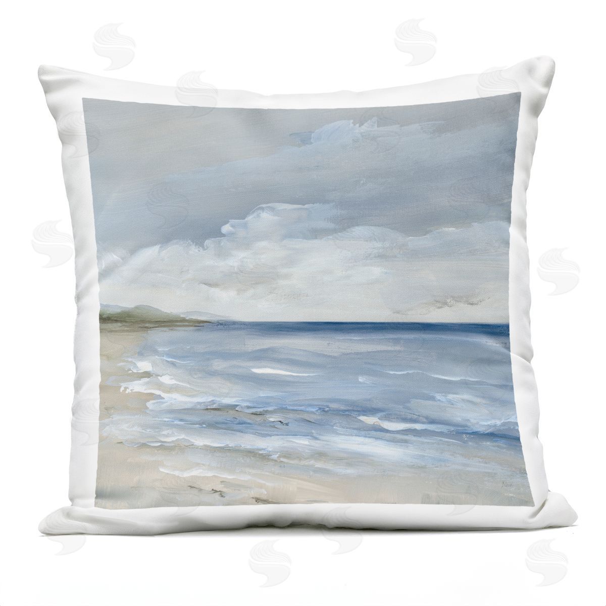 Nan Stormy Beach Landscape Outdoor Quick-Dry Polyester Printed Throw Pillow