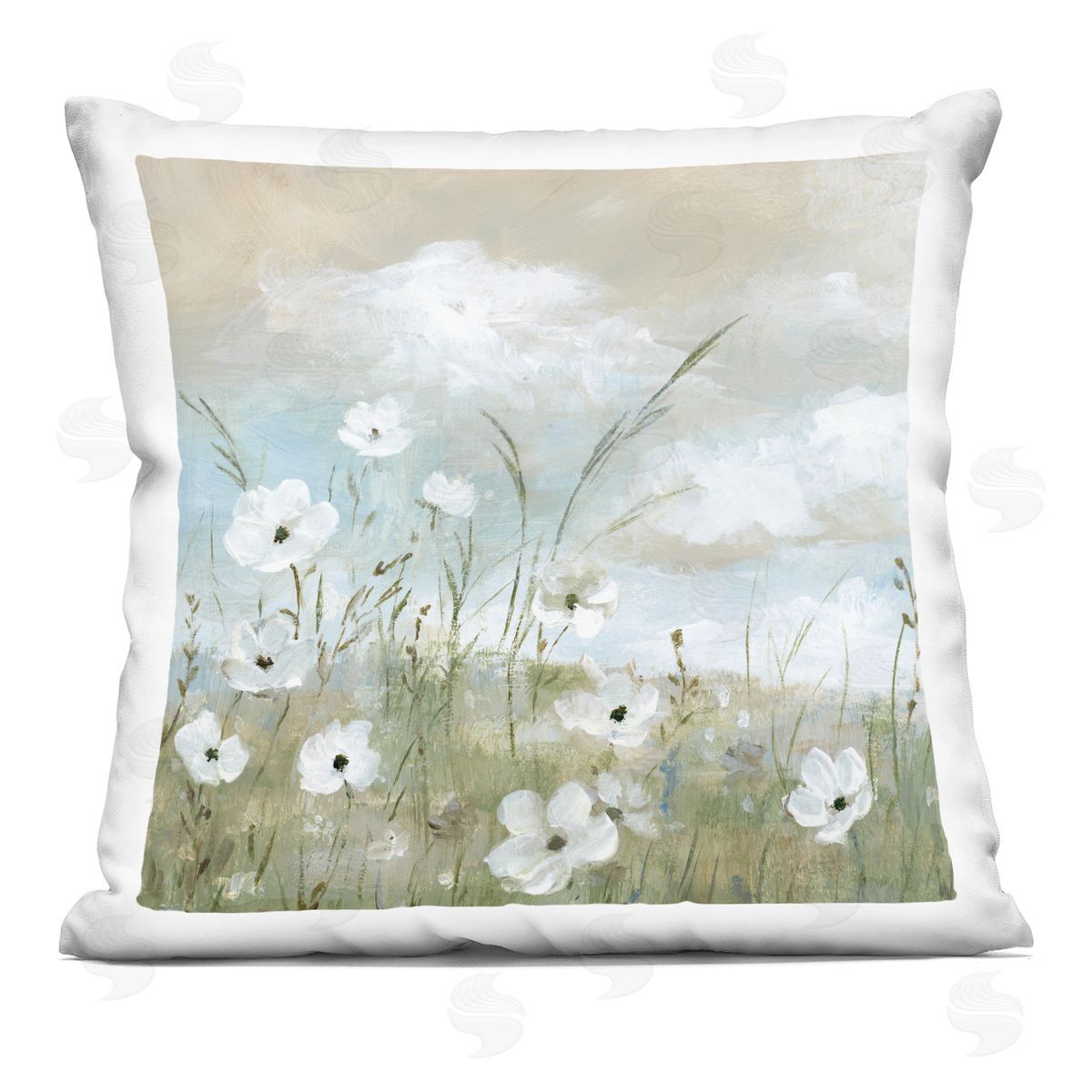 Nan Clouds Beyond Meadow Printed Plush Polyester Throw Pillow