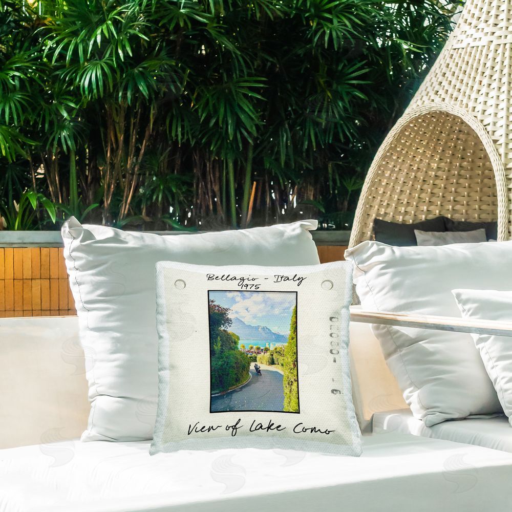 Val Rhodes Italy Travel Vintage Photo Outdoor Quick-Dry Polyester Printed Throw Pillow in Back Yard