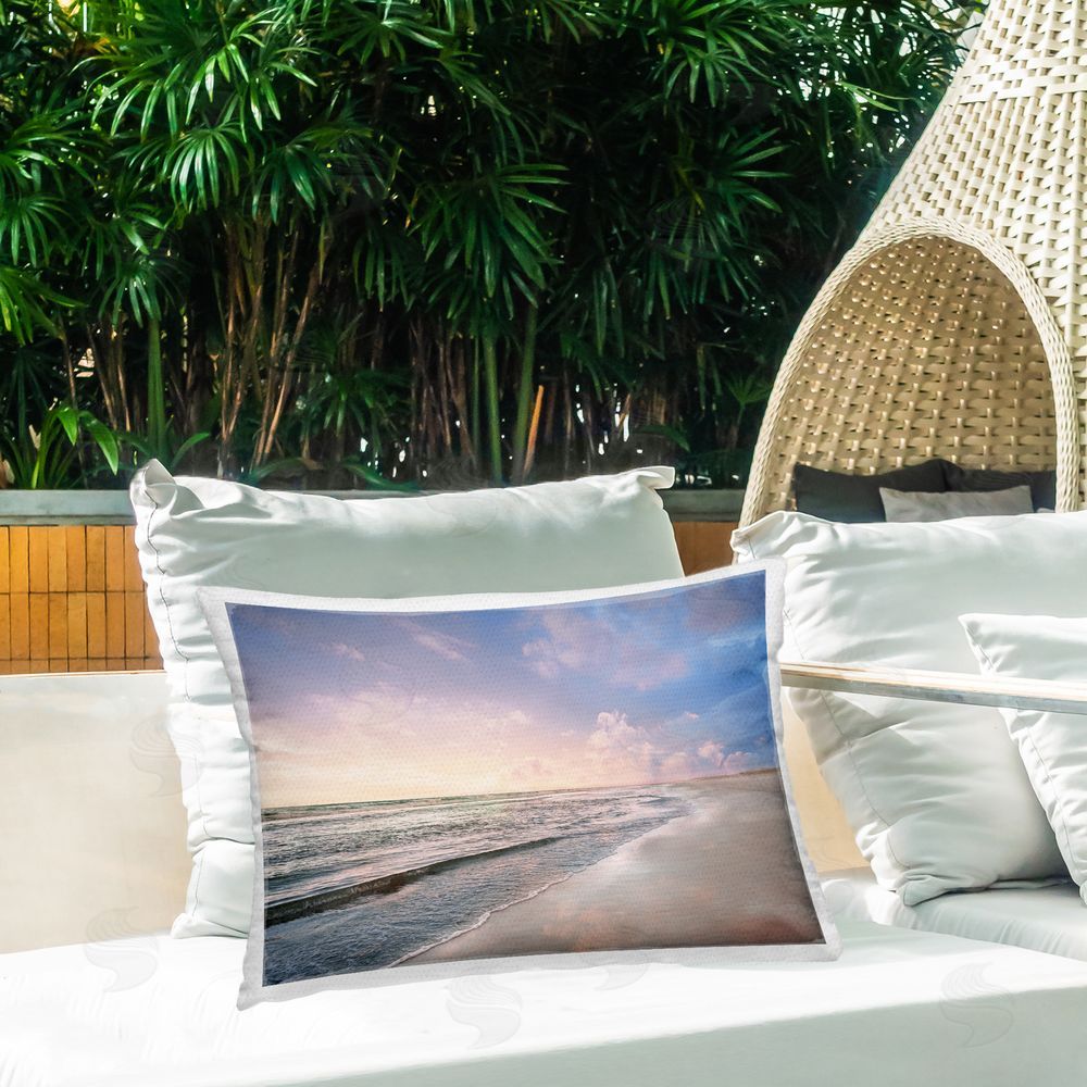 Natalie Carpentieri Receding Beach Shore Outdoor Quick-Dry Polyester Printed Throw Pillow in Back Yard