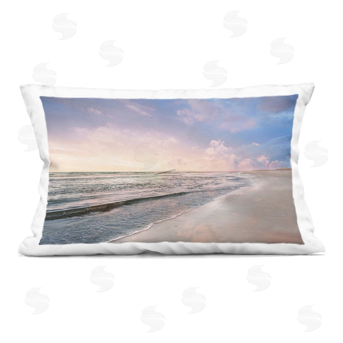 Natalie Carpentieri Receding Beach Shore Printed Plush Polyester Throw Pillow