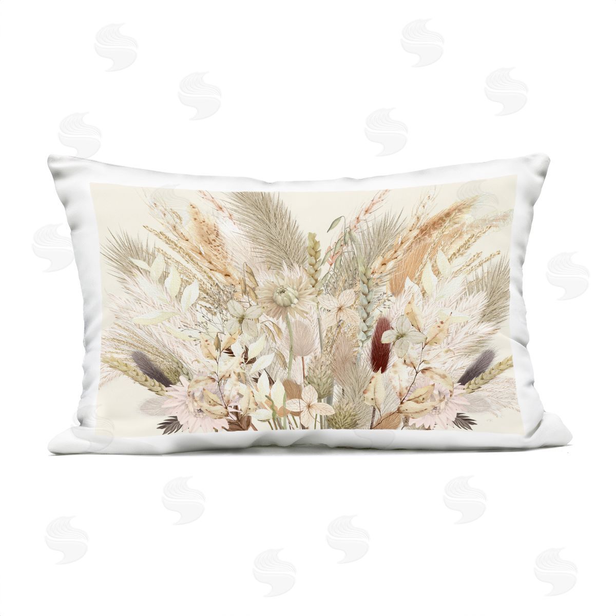 Val Rhodes Natural Wheat & Country Herbs Outdoor Quick-Dry Polyester Printed Throw Pillow