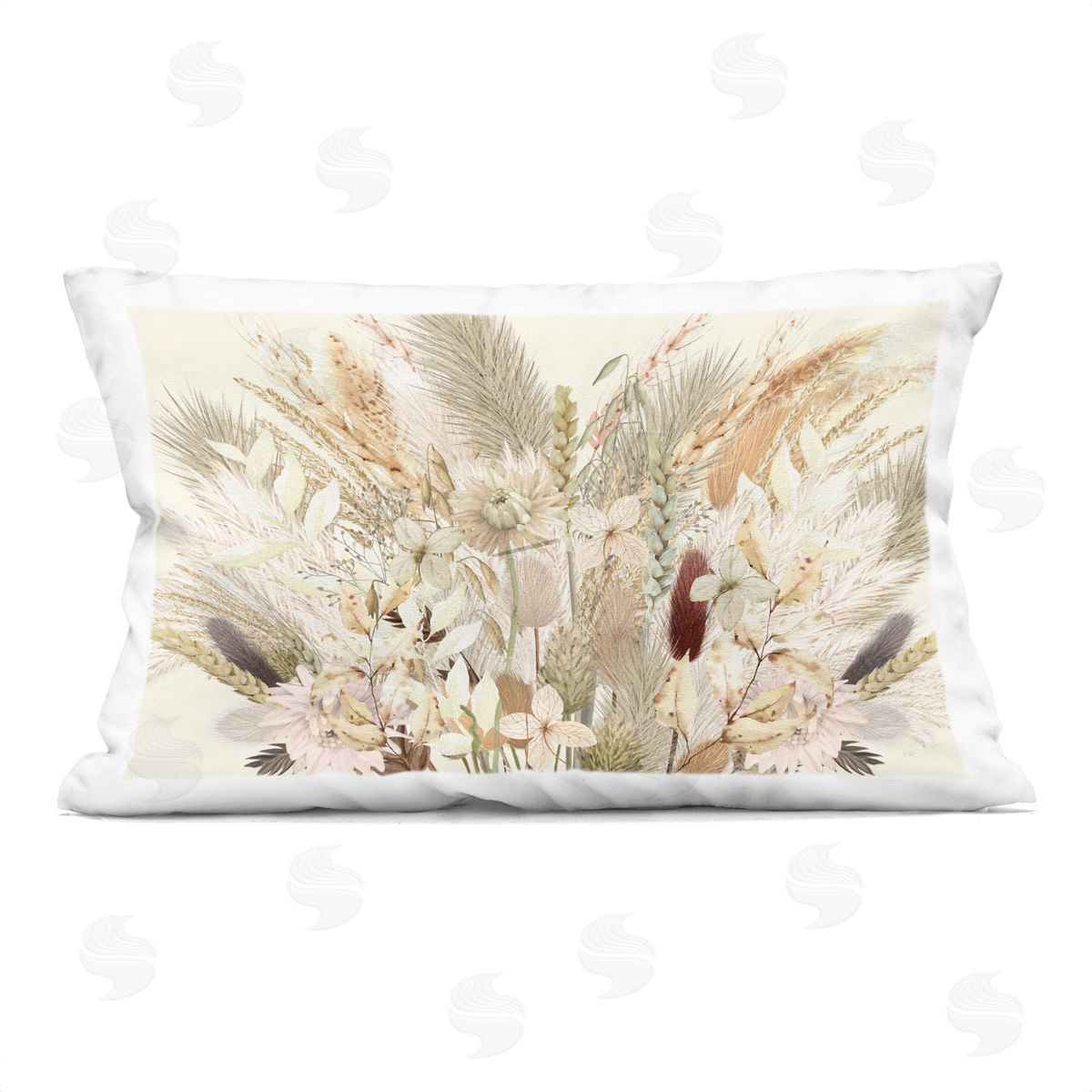 Val Rhodes Natural Wheat & Country Herbs Printed Plush Polyester Throw Pillow